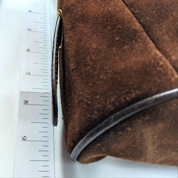Maxx New York Signature Brown Suede Leather Shoulder Bag And Matching Wristlet - Picture 10 of 13